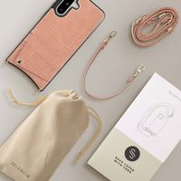 Selencia Cover per telefono Nova Croco con cordino e portacarte Samsung Galaxy A36 / A56 - Old Pink