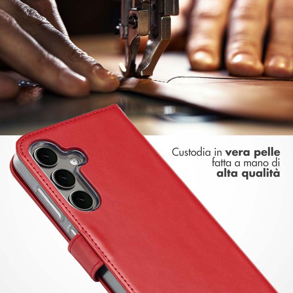Selencia Cover a libro in vera pelle Samsung Galaxy S25 Plus - Rosso