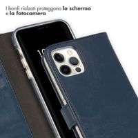 Selencia Cover a libro in vera pelle Apple iPhone 12 (Pro) - Blu