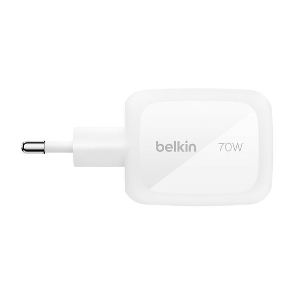 Belkin BoostCharge Pro caricatore GaN a 3 porte 70 W con set di adattatori da viaggio - Bianco