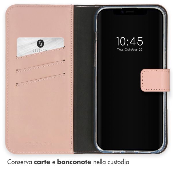 Selencia Cover a libro in vera pelle Apple iPhone 15 - Dusty Pink