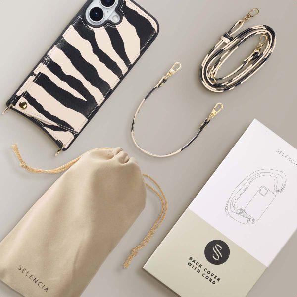 Selencia Cover per telefono Nova con cordino e portacarte Apple iPhone 17 - Zazzy Zebra