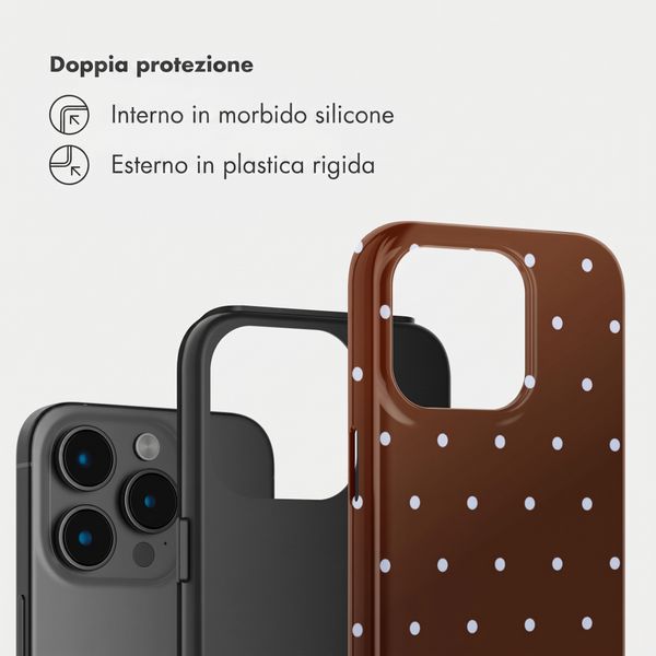 Selencia Cover Posteriore Vivid Apple iPhone 15 Pro - Happy Dots Chocolate