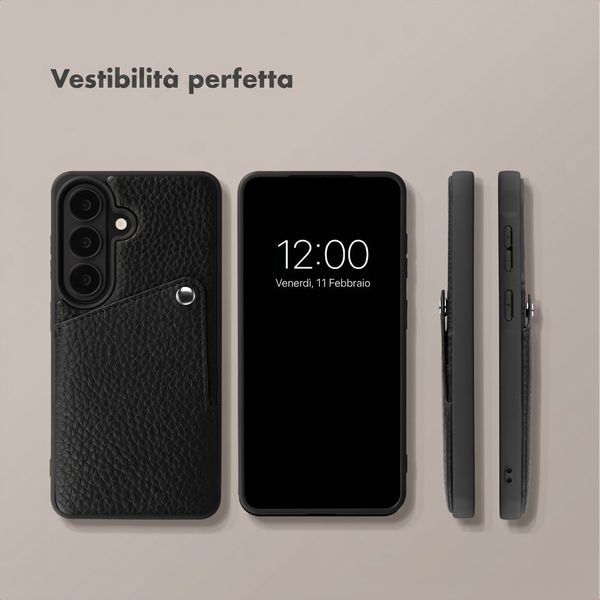 Selencia Cover posteriore Riva con portacarte Samsung Galaxy S26 Plus - Nero