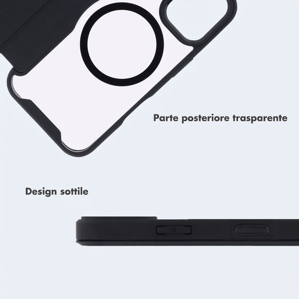 imoshion Bookcase trasparente con MagSafe Apple iPhone 16 - Nero