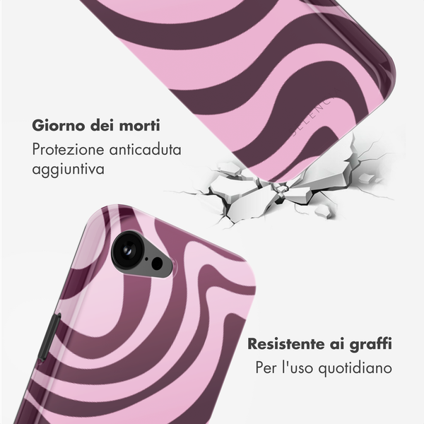 Selencia Cover posteriore Vivid con MagSafe Apple iPhone 17e / 16e - Wavy Swirl Pink Plum