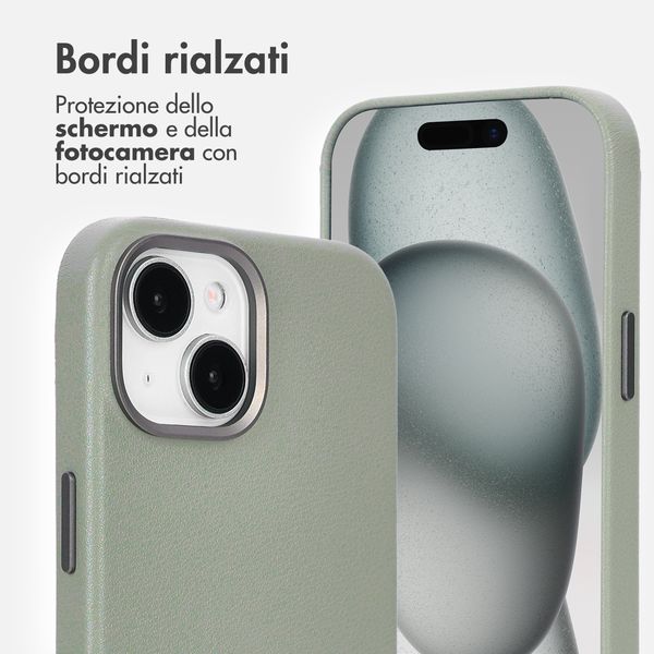 Accezz Cover in Pelle con MagSafe Apple iPhone 15 - Light Grey
