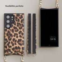 Selencia Cover per telefono Nova con cordino e portacarte Samsung Galaxy S24 Ultra - Leopard