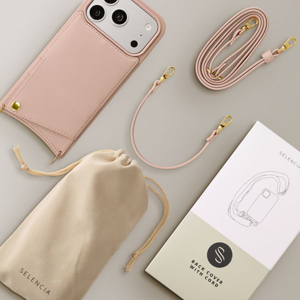 Selencia Cover per telefono Nova con cordino e portacarte Apple iPhone 17 Pro - Dusty Rose
