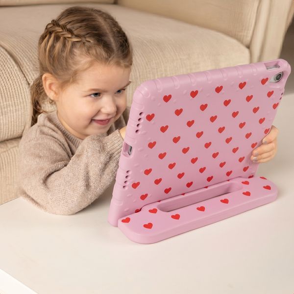 imoshion Cover Posteriore Kidsproof Design con maniglia Apple iPad 11 (2025) 11 pollici A16 / iPad 10 (2022) 10.9 pollici - Cuori rossi