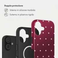 Selencia Cover posteriore Vivid con MagSafe Apple iPhone 16 - Happy Dots Burgundy