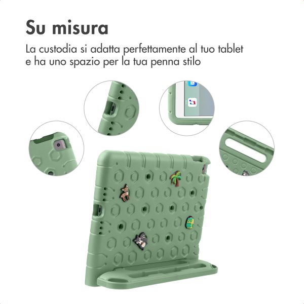 imoshion Cover per tablet a prova di bambino con bambole rimovibili Apple iPad 9 (2021) 10.2 pollici / iPad 8 (2020) 10.2 pollici / iPad 7 (2019) 10.2 pollici - Olive Green