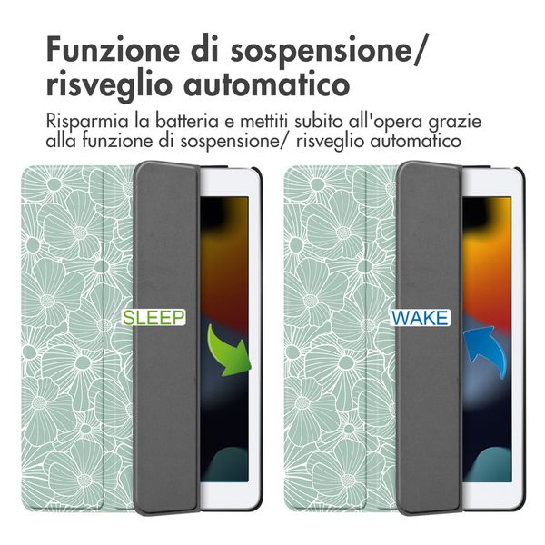 imoshion Cover Trifold Design Apple iPad 9 (2021) 10.2 pollici / iPad 8 (2020) 10.2 pollici / iPad 7 (2019) 10.2 pollici - Botanica