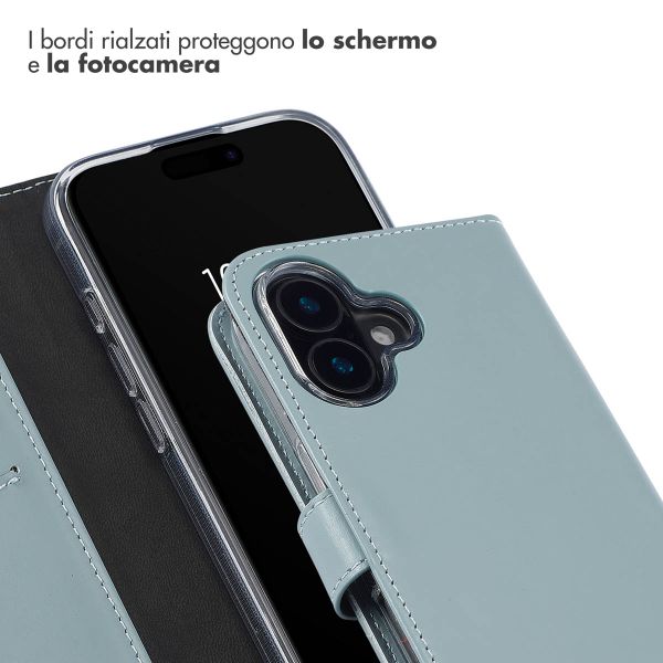 Selencia Cover a libro in vera pelle Apple iPhone 16 - Air Blue