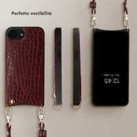 Selencia Cover per telefono Nova Croco con cordino e portacarte Apple iPhone 17e / 16e - Choco Brown