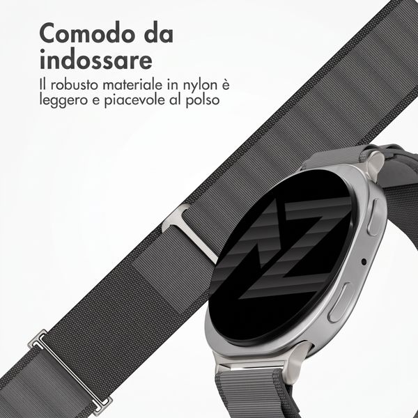 Accezz Cinturino in nylon Alpine Samsung Galaxy Watch 9 (40/44mm) / Watch 8 (40/44mm) / Classic (46mm) - Dark Grey