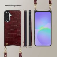 Selencia Cover per telefono Nova Croco con cordino e portacarte Samsung Galaxy A36 - Burgundy