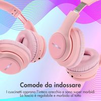 imoshion Cuffie wireless per bambini con LED Light - Limitatore di decibel - Con cavo AUX - Rosa
