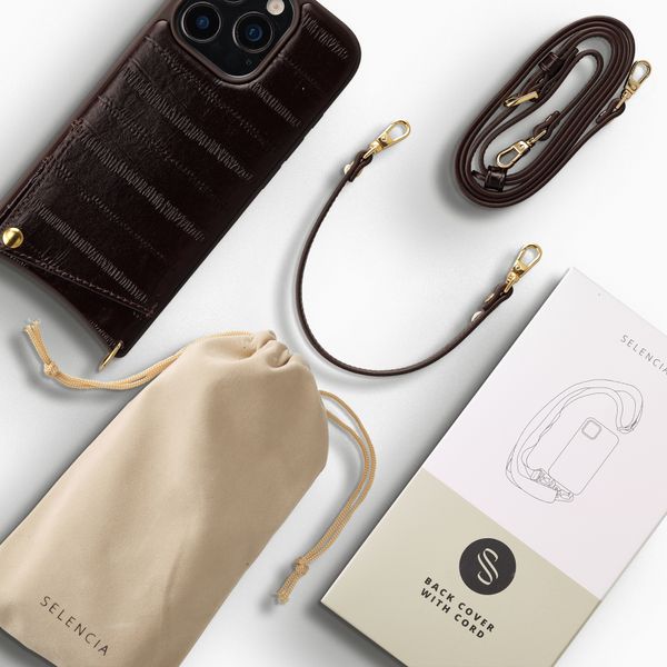 Selencia Nova cover posteriore in vera pelle con portacarte Apple iPhone 16 Pro - Dark Chocolate