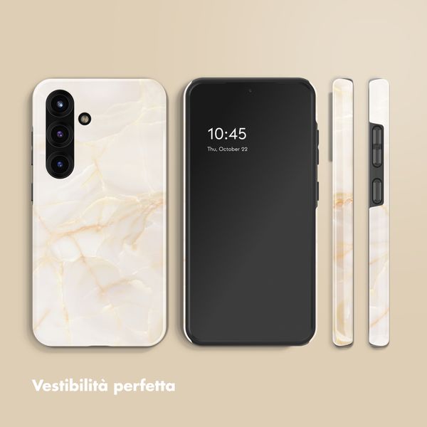 Selencia Cover posteriore Vivid con MagSafe Samsung Galaxy S25 - Golden Beige Marble