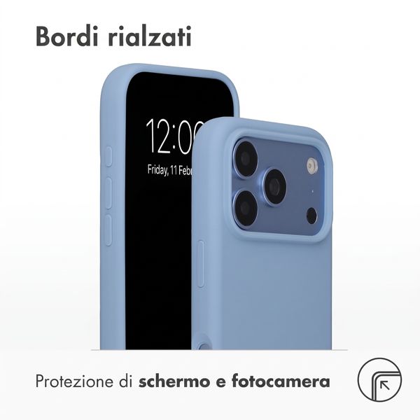 Accezz Cover in silicone liquido con MagSafe Apple iPhone 18 Pro / 17 Pro - Azzurro