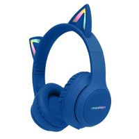 imoshion Cuffie wireless per bambini LED Light Cat Ear - Limitatore di decibel - Con cavo AUX - Cobalt Blue