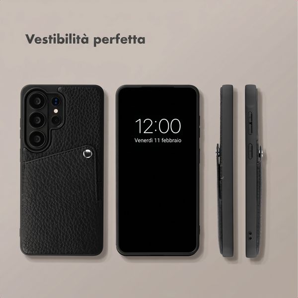 Selencia Cover posteriore Riva con portacarte Samsung Galaxy S26 Ultra - Nero