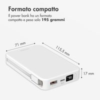 Accezz Powerbank da 10.000 mAh con cavi integrati – Quick Charge e Power Delivery – Bianco