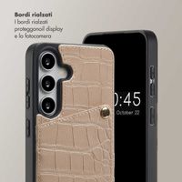 Selencia Cover per telefono Nova Croco con cordino e portacarte Samsung Galaxy S25 / S24 - Beige