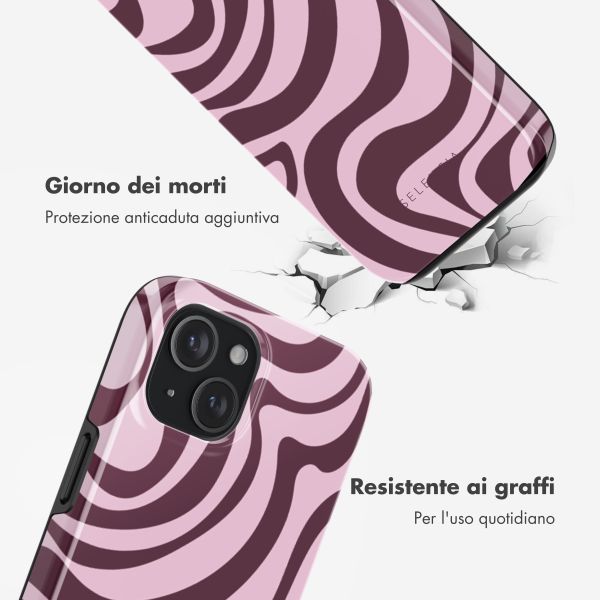 Selencia Cover posteriore Vivid con MagSafe Apple iPhone 15 - Wavy Swirl Pink Plum