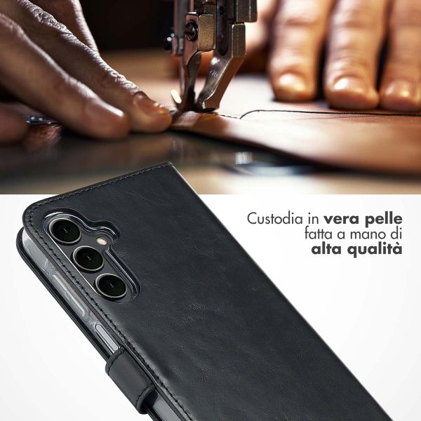 Selencia Cover a libro in vera pelle Samsung Galaxy A16 - Nero