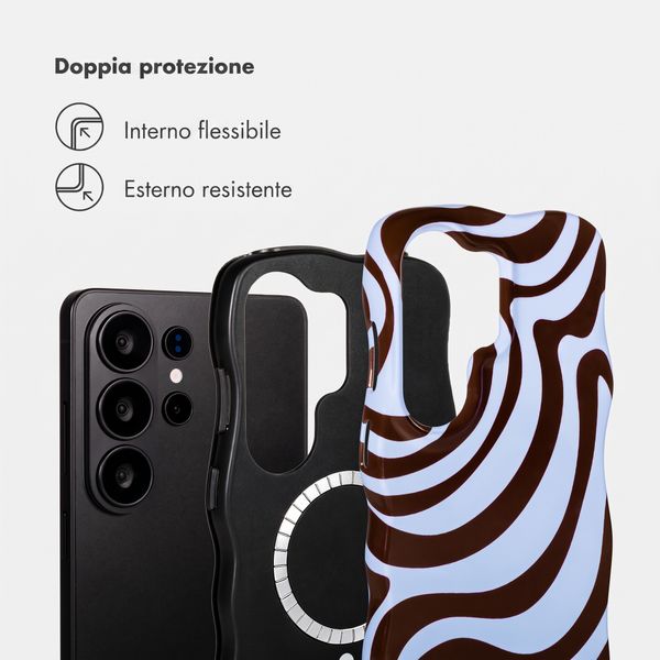 Selencia Cover Vivid Wavy con MagSafe Samsung Galaxy S26 Ultra - Dream Swirl Chocolate