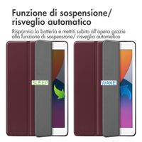 imoshion Cover a libro Trifold Apple iPad 9 (2021) 10.2 pollici / iPad 8 (2020) 10.2 pollici / iPad 7 (2019) 10.2 pollici - Bordeaux
