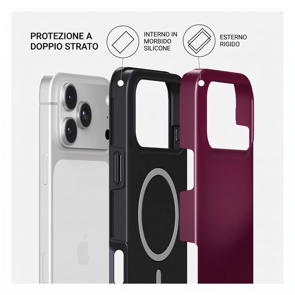 Burga Cover Posteriore Resistente con MagSafe Apple iPhone 18 Pro - Dark Cherry