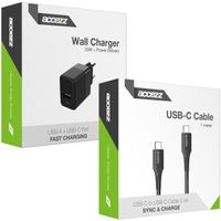 Accezz Caricatore da parete con cavo da USB-C a USB-C - Caricatore - 20 Watt - 1 metro - Nero