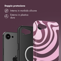 Selencia Cover posteriore Vivid con MagSafe Apple iPhone 17e / 16e - Wavy Swirl Pink Plum