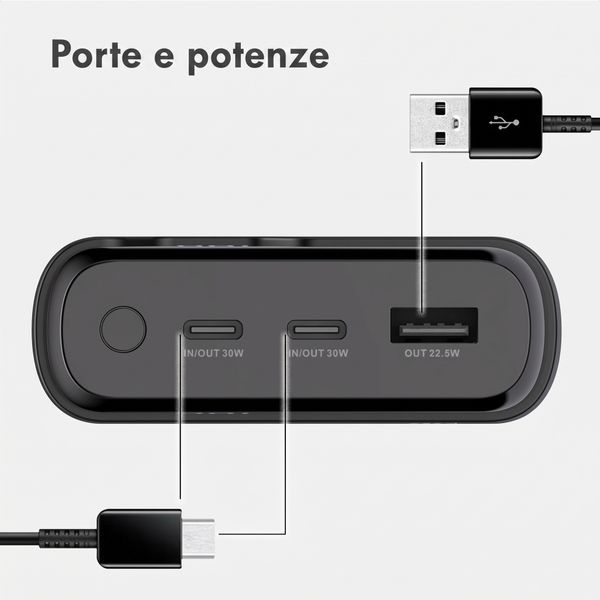 imoshion Powerbank - 27.000 mAh - Quick Charge e Power Delivery - 30W - Nero