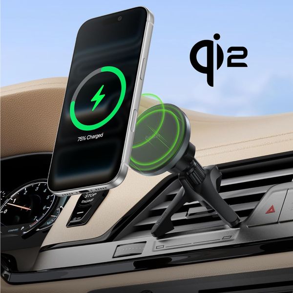 Belkin Supporto Telefono Magnetico Qi2 - Caricabatterie Auto con Adattatore 27W - Cruscotto / Griglia di ventilazione