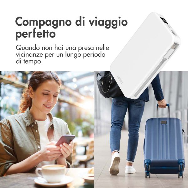 Accezz Powerbank da 10.000 mAh con cavi integrati – Quick Charge e Power Delivery – Bianco