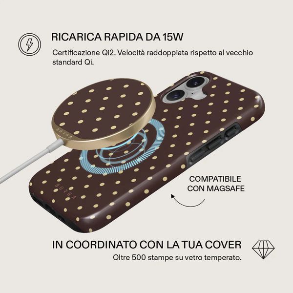 Burga Caricabatterie magnetico wireless - MagSafe e Qi2 - Sorry Busy / Gold