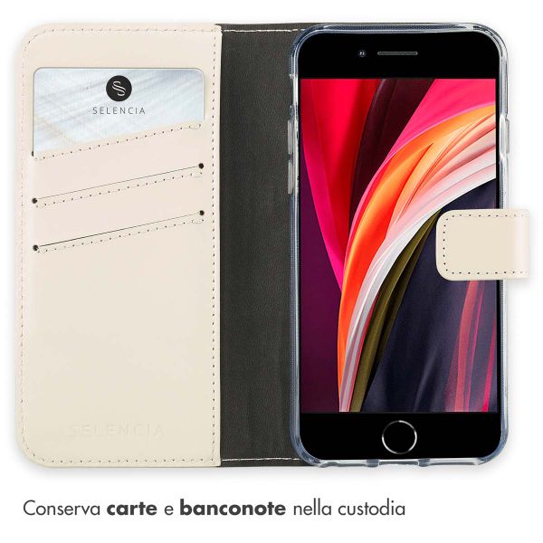 Selencia Cover a libro in vera pelle Apple iPhone SE (2022 / 2020) / 8 / 7 - Greige