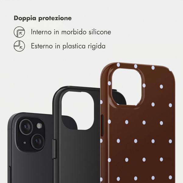 Selencia Cover Posteriore Vivid Apple iPhone 15 - Happy Dots Chocolate