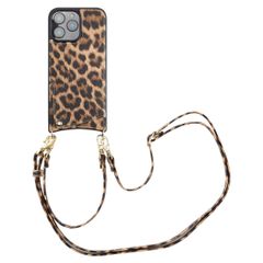 Selencia Cover per telefono Nova con cordino e portacarte Apple iPhone 16 Pro Max - Leopard