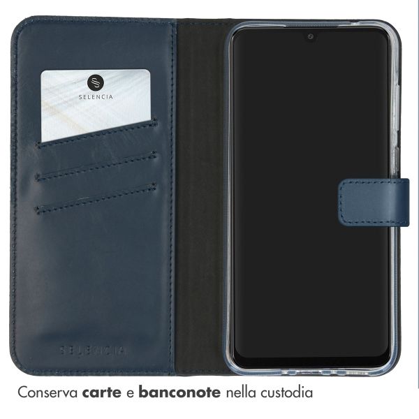 Selencia Cover a libro in vera pelle Samsung Galaxy A35 - Blu scuro