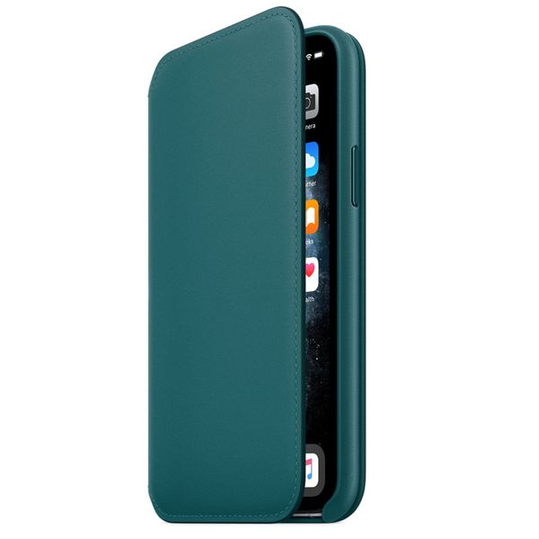 Apple Cover a libro in Pelle con Chiusura Apple iPhone 11 Pro - Peacock