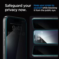 Spigen Vetro temperato privacy GLAStR EZ Fit + Applicatore - confezione da 2 Apple iPhone 15 Pro