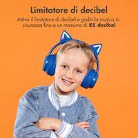 imoshion Cuffie wireless per bambini LED Light Cat Ear - Limitatore di decibel - Con cavo AUX - Cobalt Blue