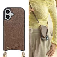 Selencia Cover per telefono Nova con cordino e portacarte Apple iPhone 16 - Mocha Brown