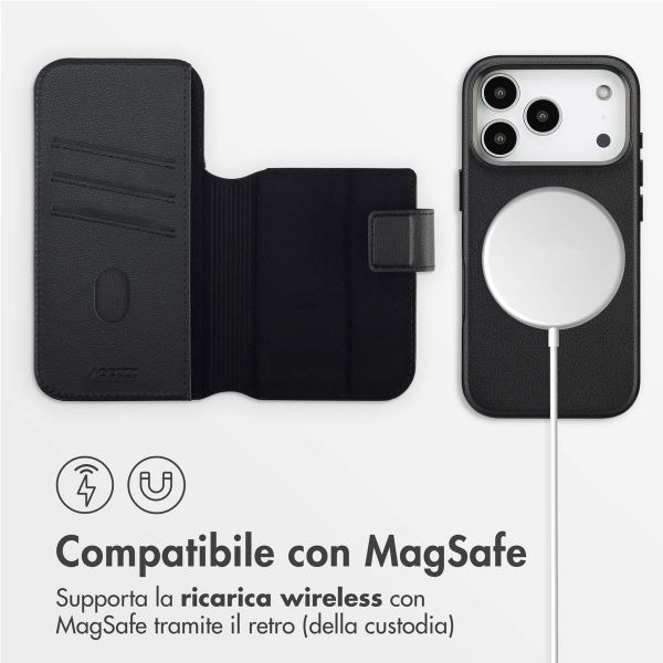Accezz Cover in pelle 2 in 1 con MagSafe Apple iPhone 17 Pro - Onyx Black