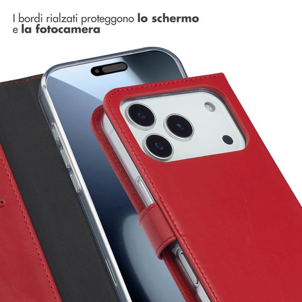 Selencia Cover a libro in vera pelle Apple iPhone 17 Pro - Rosso